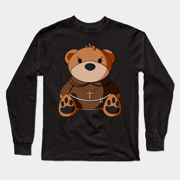 Friar Tuck Teddy Bear Long Sleeve T-Shirt by Alisha Ober Designs